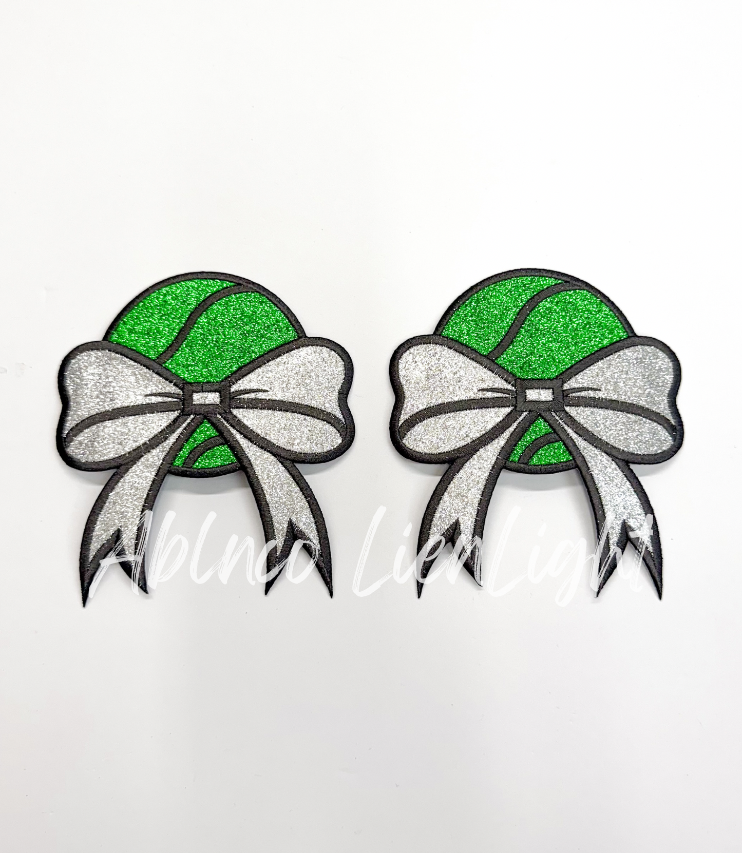 Tennis Glitter Embroidery Side Bows Patch