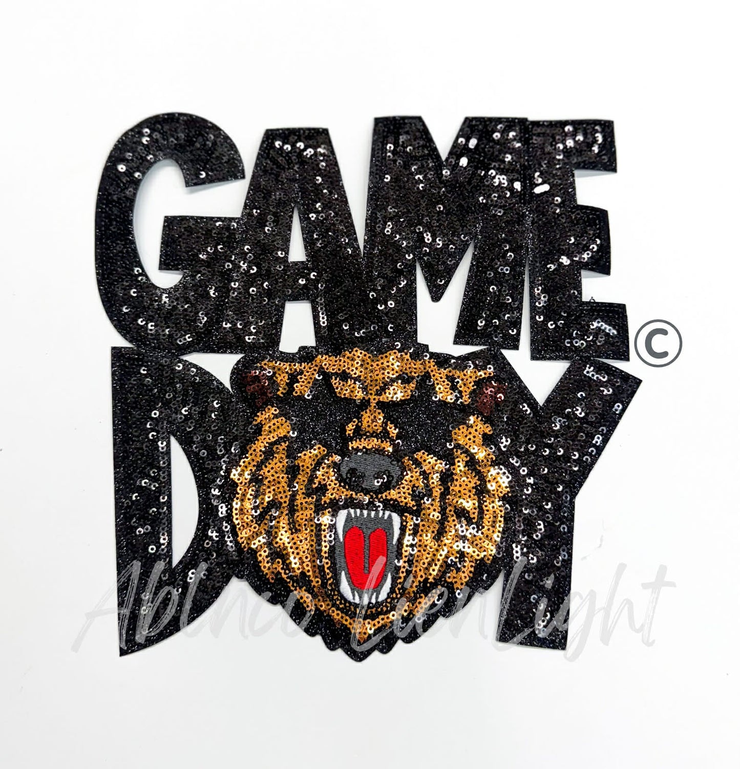 Black Bear Game Day Mascot Sequins Patch - Large
