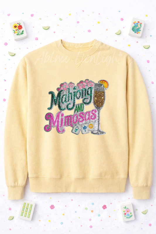 Mahjong & Mimosas Sequin Patch Sweatshirt