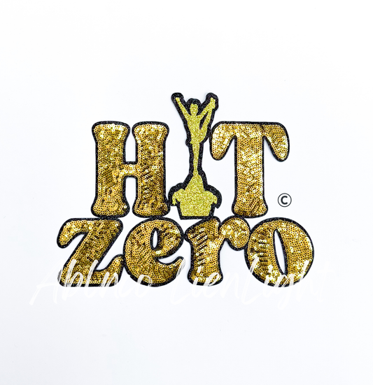 Hit Zero Cheer Gold Sequin Glitter Patch - Large