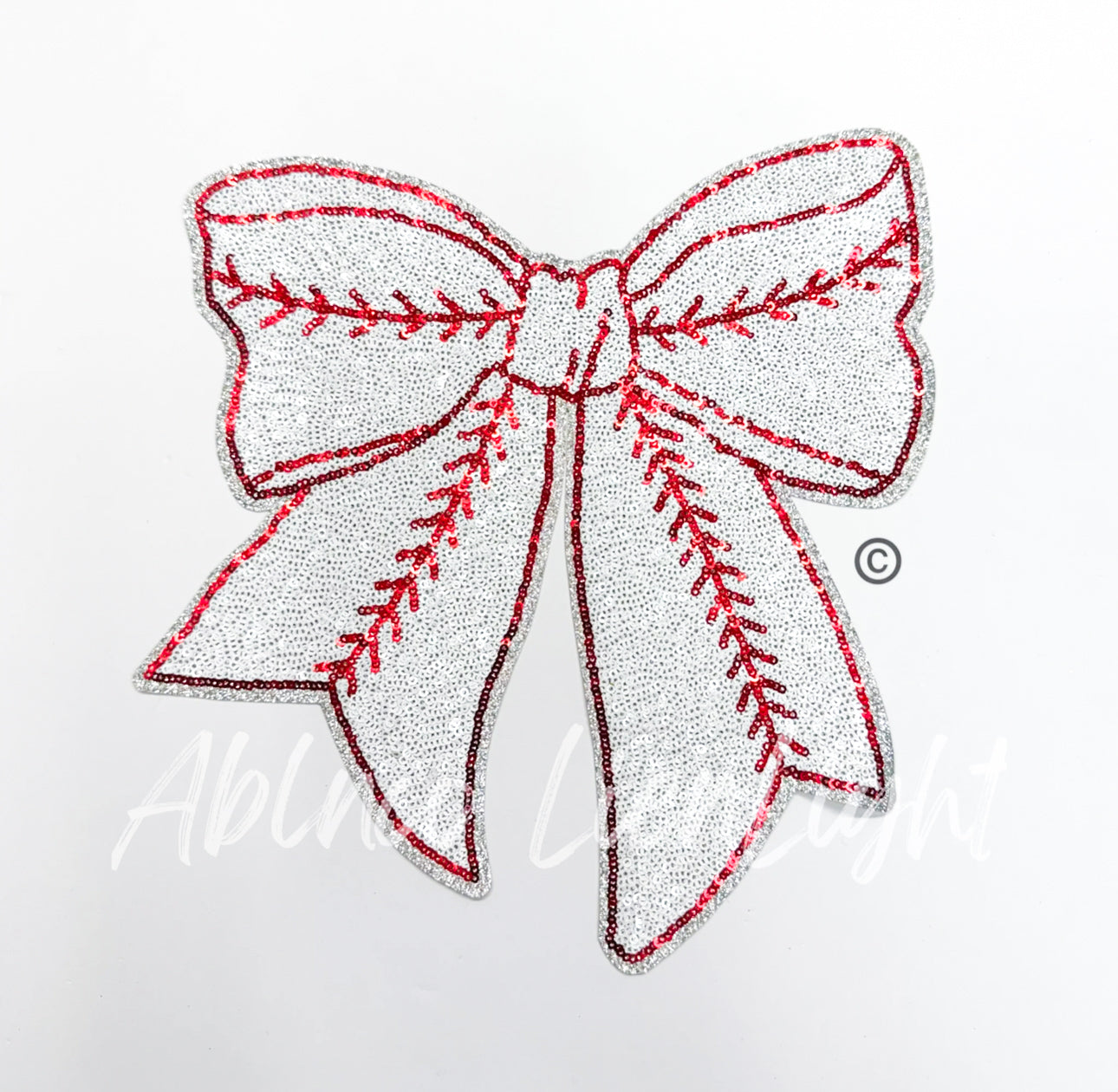 Baseball Sequins Bow Patch - Big