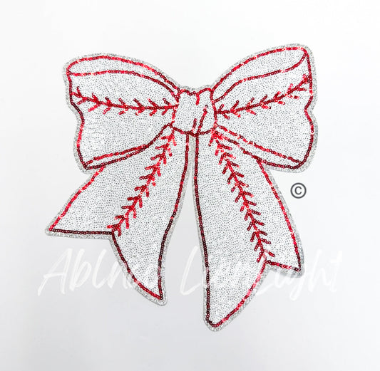 Baseball Sequins Bow Patch - Big