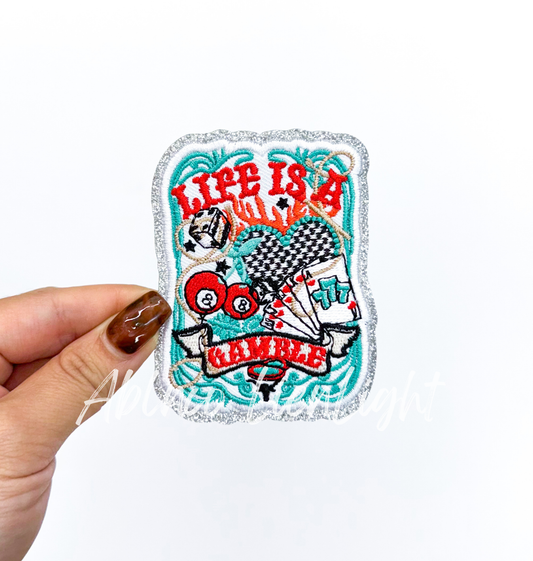 Life is A Gamble Retro Western Sequin Patch