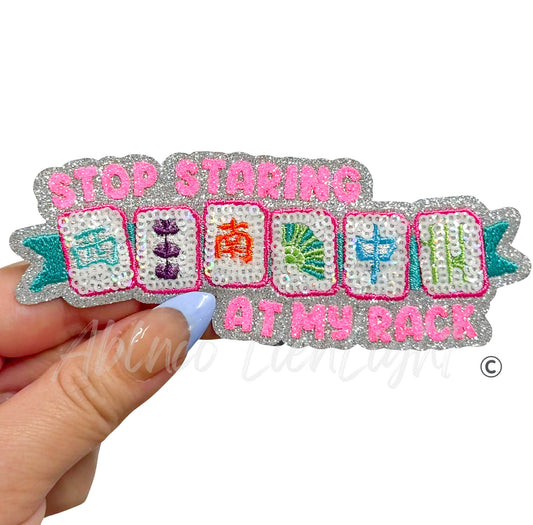Stop Staring At My Rack Mahjong Sequin Patch - Small
