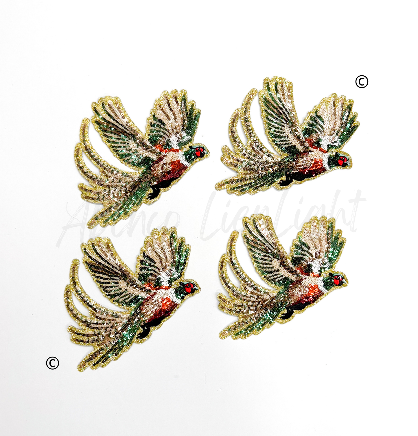 Pheasant Bird Hunting Sequin Patch - Small
