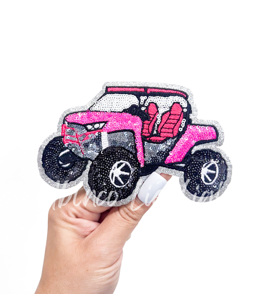 Pink Side-by-Side SXS Off Road Racing Sequin Patch