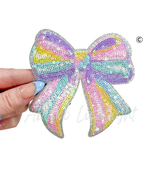 Pastel Bow Easter Sequin Patch - Small