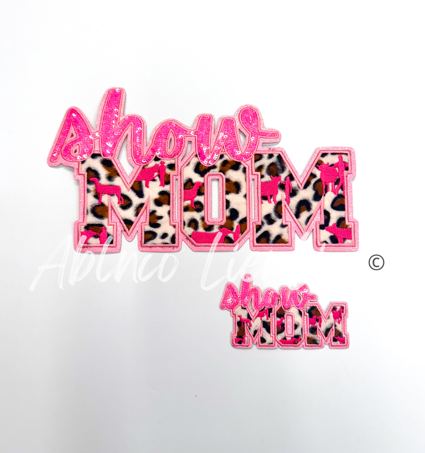 Show Mom Cheetah Print Sequin Patch - Large