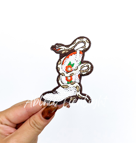 Cowboy Snake Boot Retro Western Sequin Patch