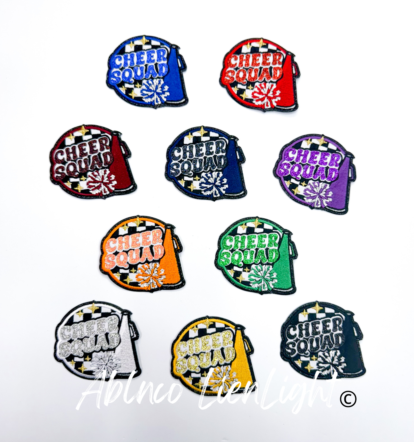 Gold Cheer Squad & Cheer Mom Glitter Embroidery Patch©️