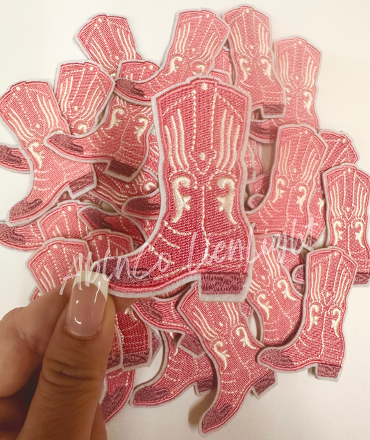 Cowgirl Boot Pink Embroidery Patch