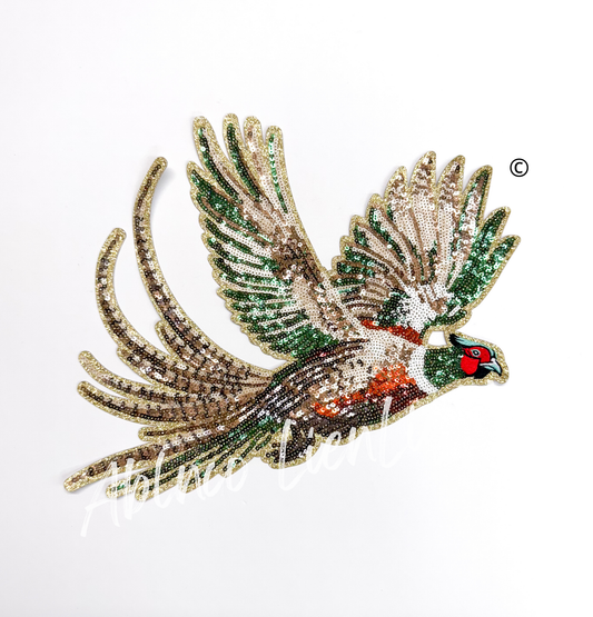 Pheasant Bird Hunting Sequin Patch - Large