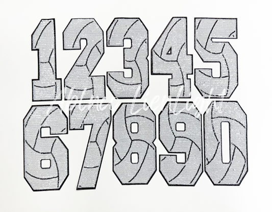 Sequin Volleyball Numbers Patch - Large