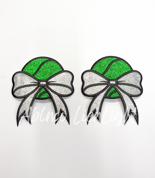 Tennis Glitter Embroidery Side Bows Patch