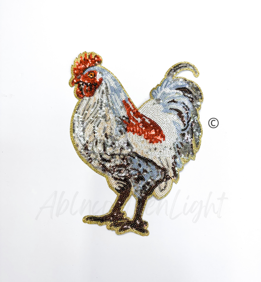 Chicken Farm Animal Sequin Patch - Large