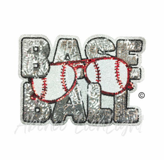 Baseball Shades Silver Sequin Patch - Large