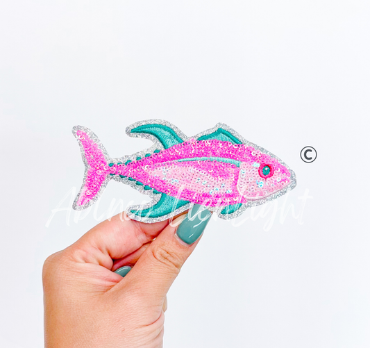 Preppy Pink Tuna Fish ©️ Sea Fishing Sequin Patch