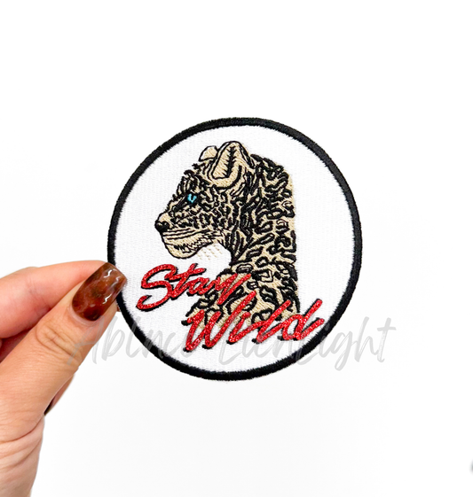 Stay Wild Cheetah Retro Glitter Patch
