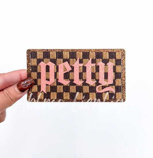 Petty Brown Checkered Glitter Embroidery Patch