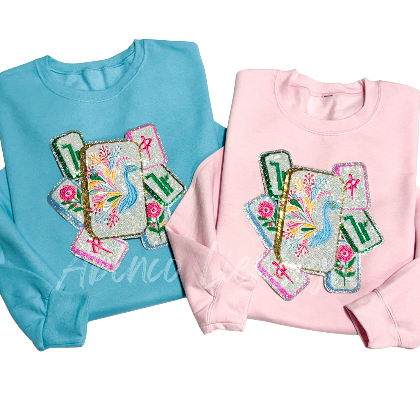 Mahjong Bird Bam Game Tiles Sequins Patch - Large