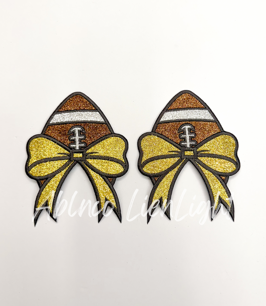 Football Glitter Embroidery Side Bows Patch