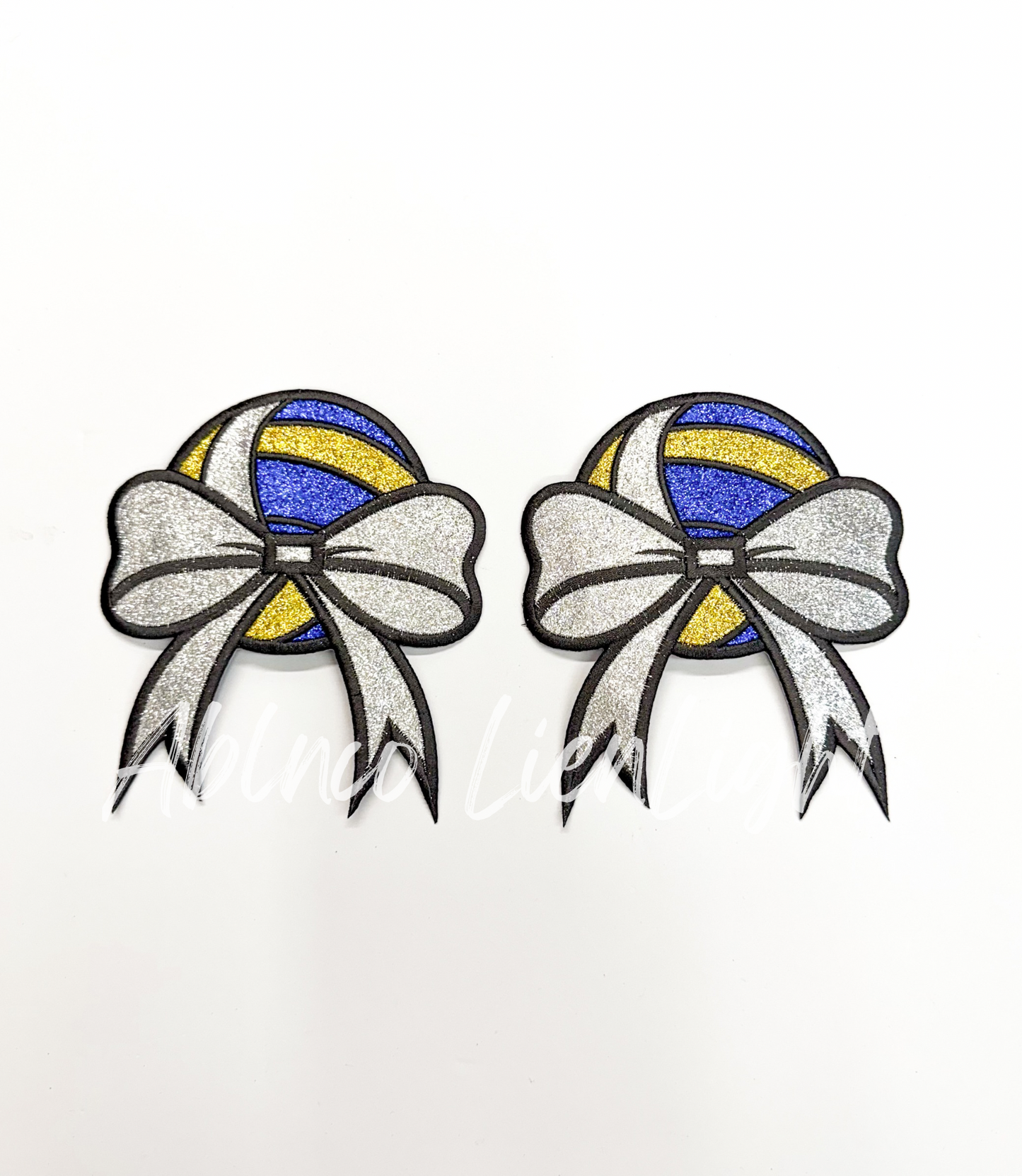 Volleyball Glitter Embroidery Side Bows Patch