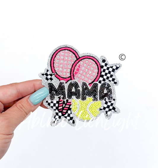 Small Tennis Mama Checkered Star Sequins Patch