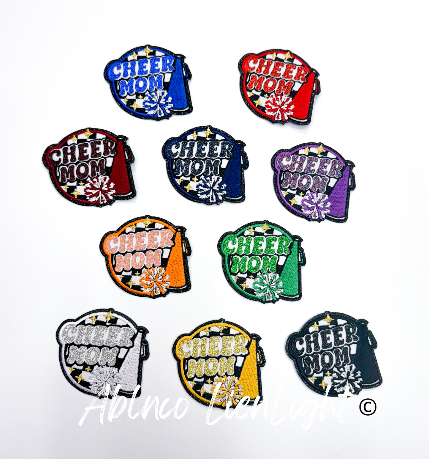 Gold Cheer Squad & Cheer Mom Glitter Embroidery Patch©️