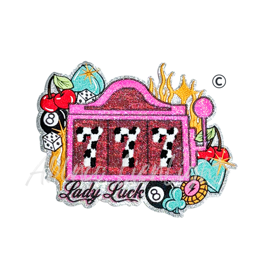 Retro 777 Sequins Slot Machine Valentines Day Patch - Large