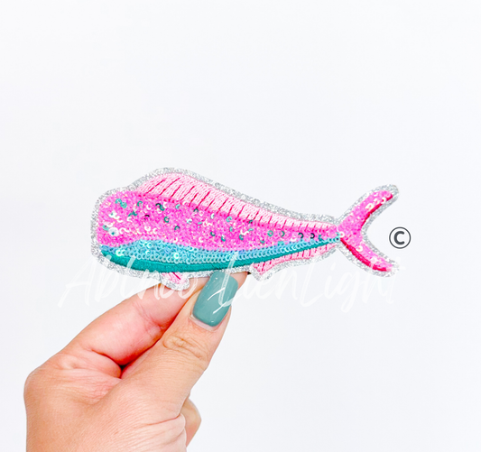 Preppy Pink Mahi Fish ©️ Sea Fishing Sequin Patch
