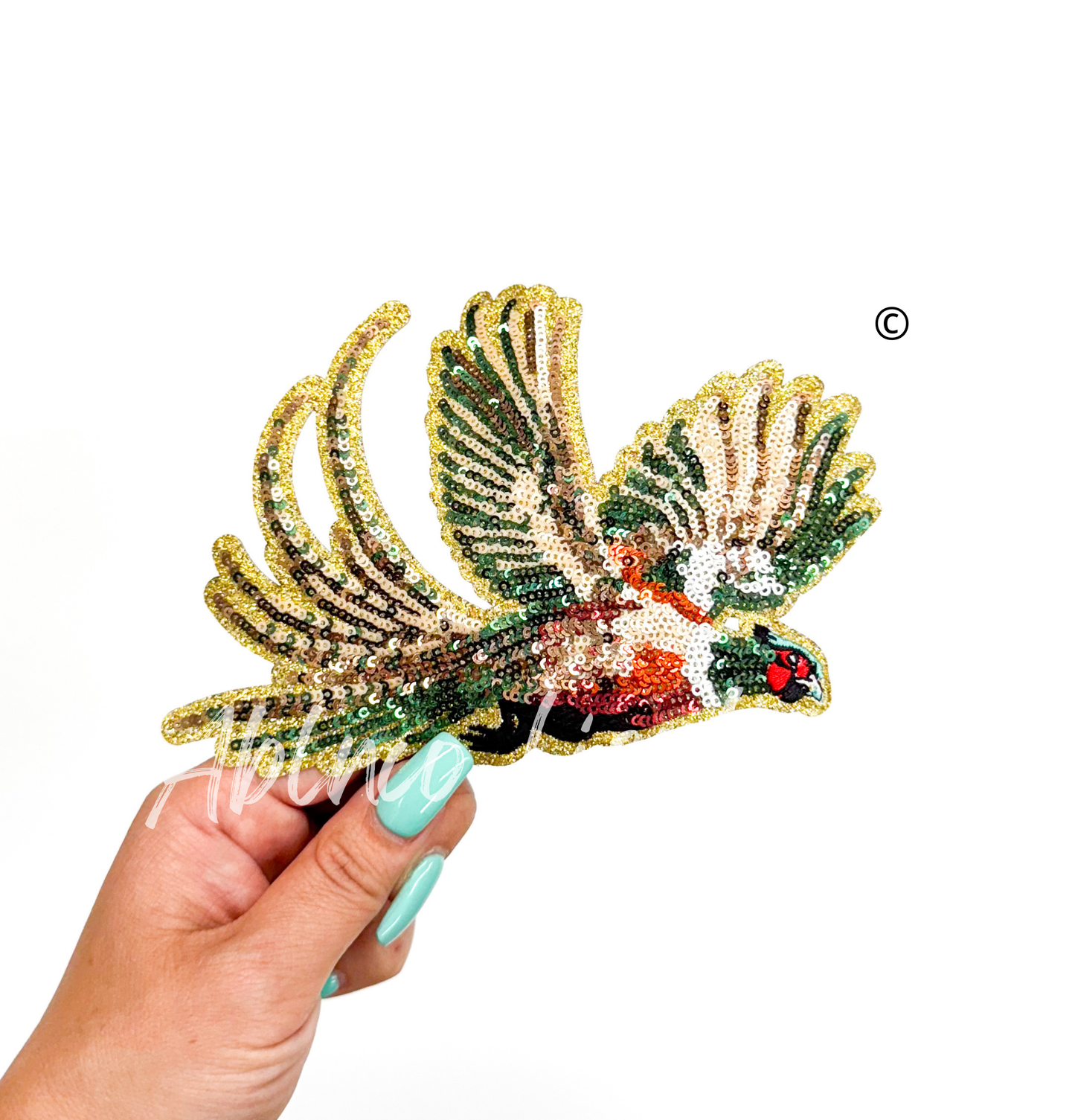 Pheasant Bird Hunting Sequin Patch - Small