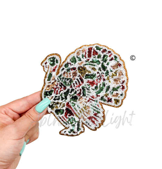 Camo Turkey Hunting Sequin Patch - Small