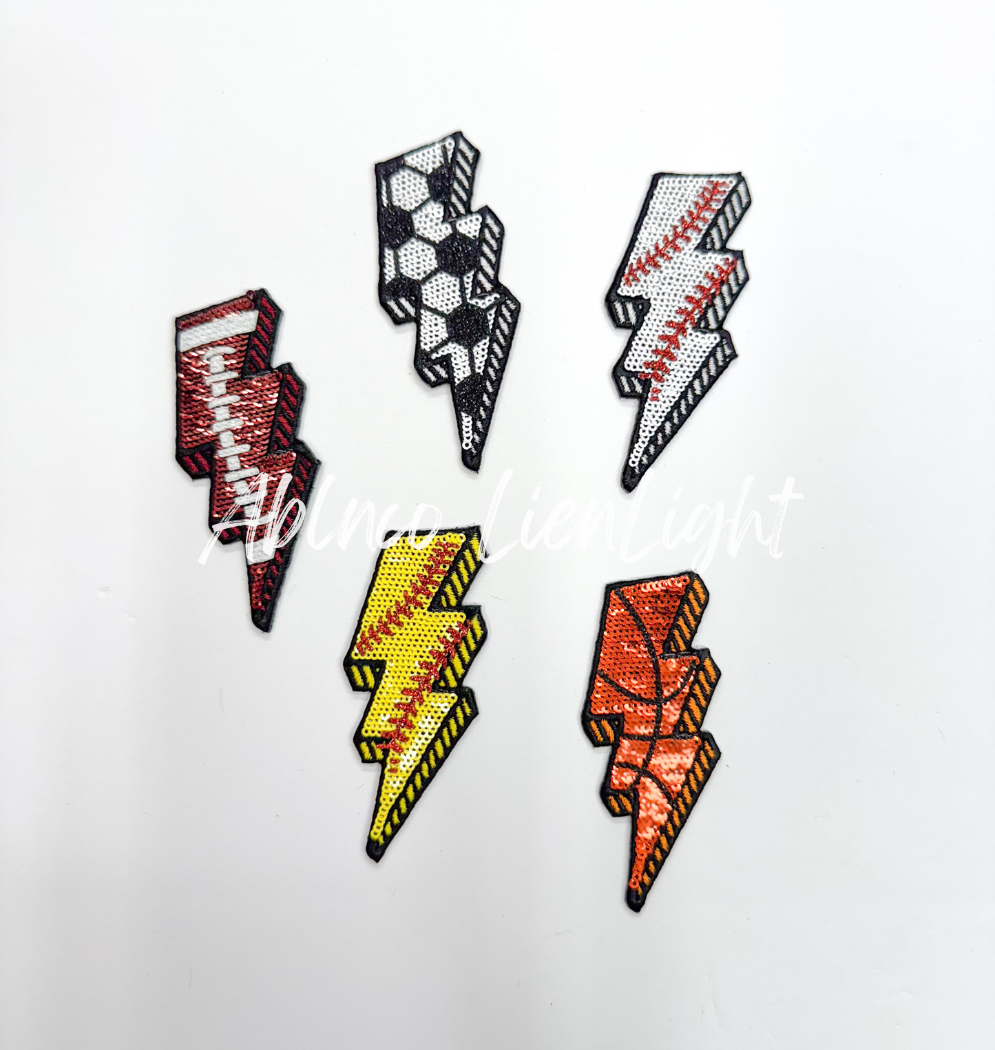 Baseball Sequins Lightning Bolt Patch