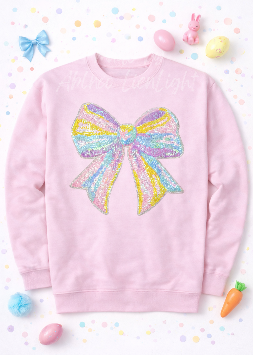 Pastel Bow Easter Sequin Patch Sweatshirt