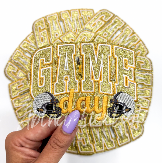 Gold Game Day Helmet Embroidery Patch
