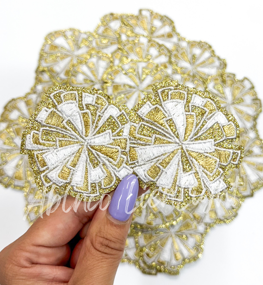 Gold Silver Cheer Pom Pom Embroidery Patch ©️