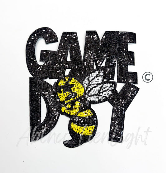 Black Hornet Game Day Mascot Sequins Patch - Large