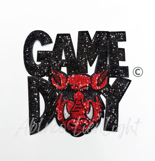 Black Hog Game Day Mascot Sequins Patch - Large