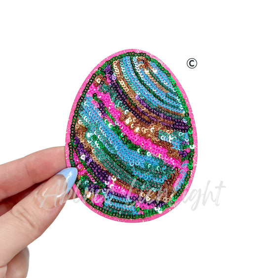 Colorful Ombre Easter Egg Sequin Patch - Small