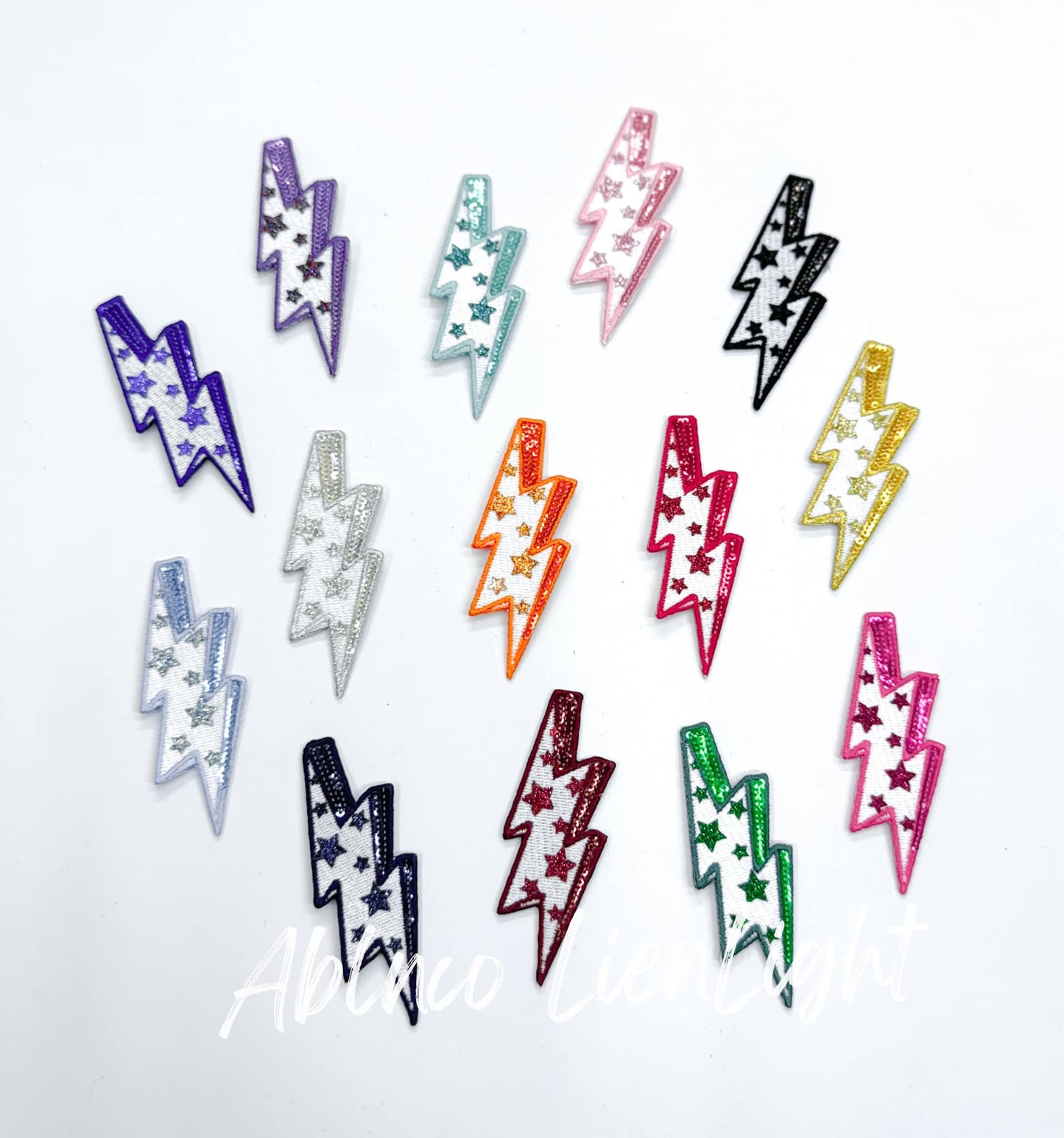 Green Star Bolt Embroidery Sequin Patch