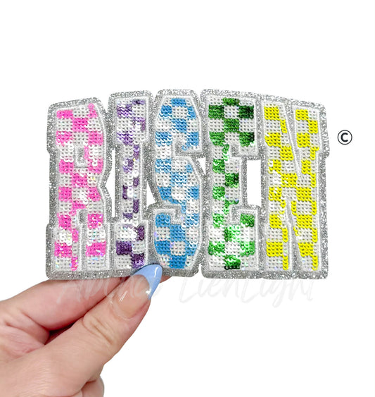 Colorful Risen Easter Faith Sequin Patch - Small